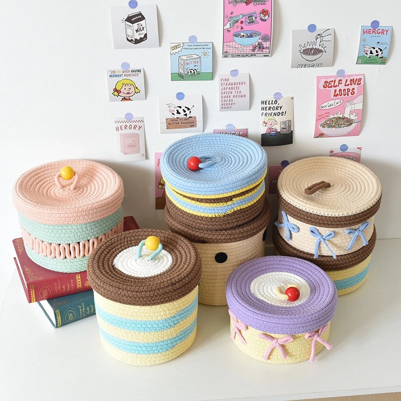Colorful Cotton Thread Storage Basket with Cute Pattern | Home Organization