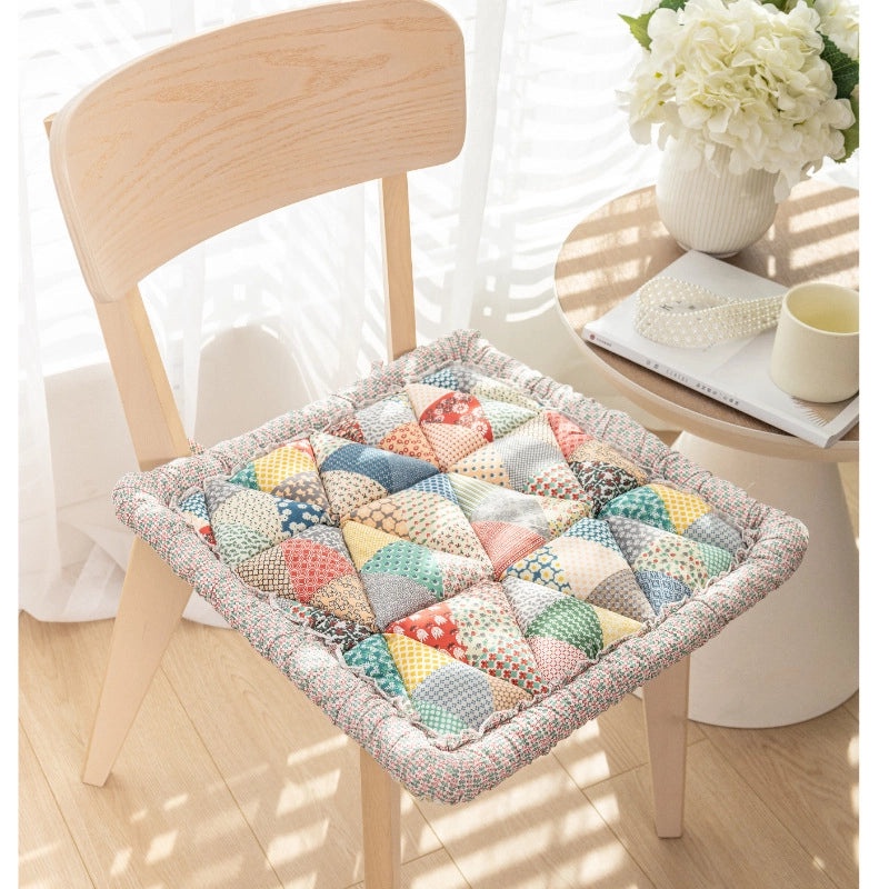 Korean Style Thickened Quilted Cotton Chair Cushion Non-slip Office Student Pad Machine Washable|Home & Living Chairs Cushions