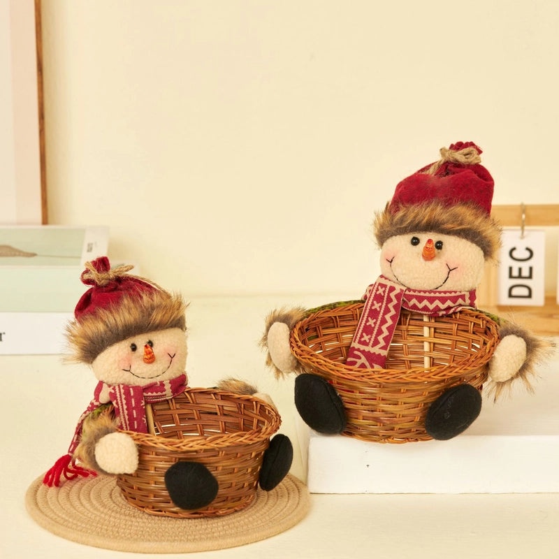 Festive Christmas Doll Candy Basket for Party Decorations|Holiday Party Supplies