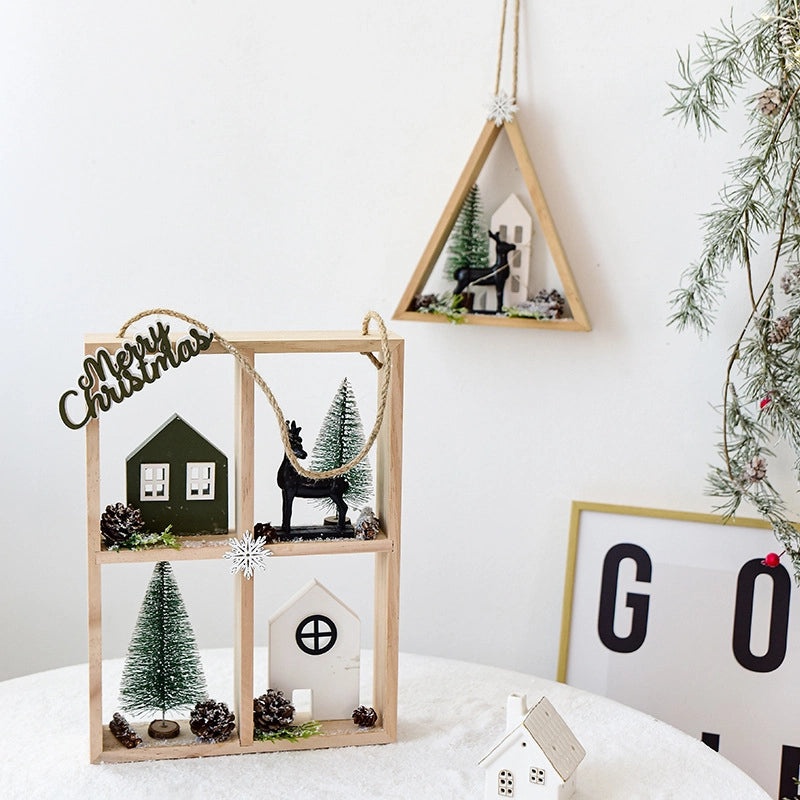 Christmas Wooden Cabin Ornament Christmas Tree Pendant Small Holiday Decoration Christmas Gift | Home Decor