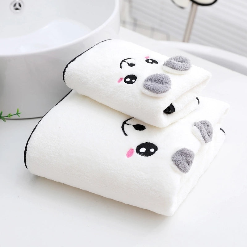 Chuanyue Cute 3D Bear Bath Towel Set for Girls Couples Absorbent Wrap Home Use|Home & Living Bath Towels