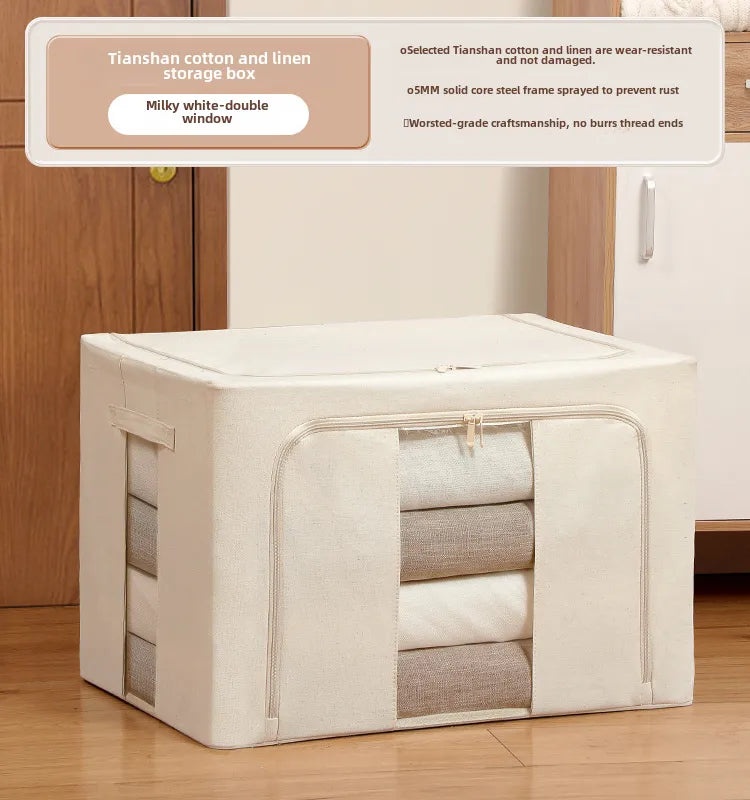 Tianshan Cotton Linen 5mm Thick Steel Frame Foldable Clothes Storage Box PP Board Durable Organizer|Home Storage & Organization