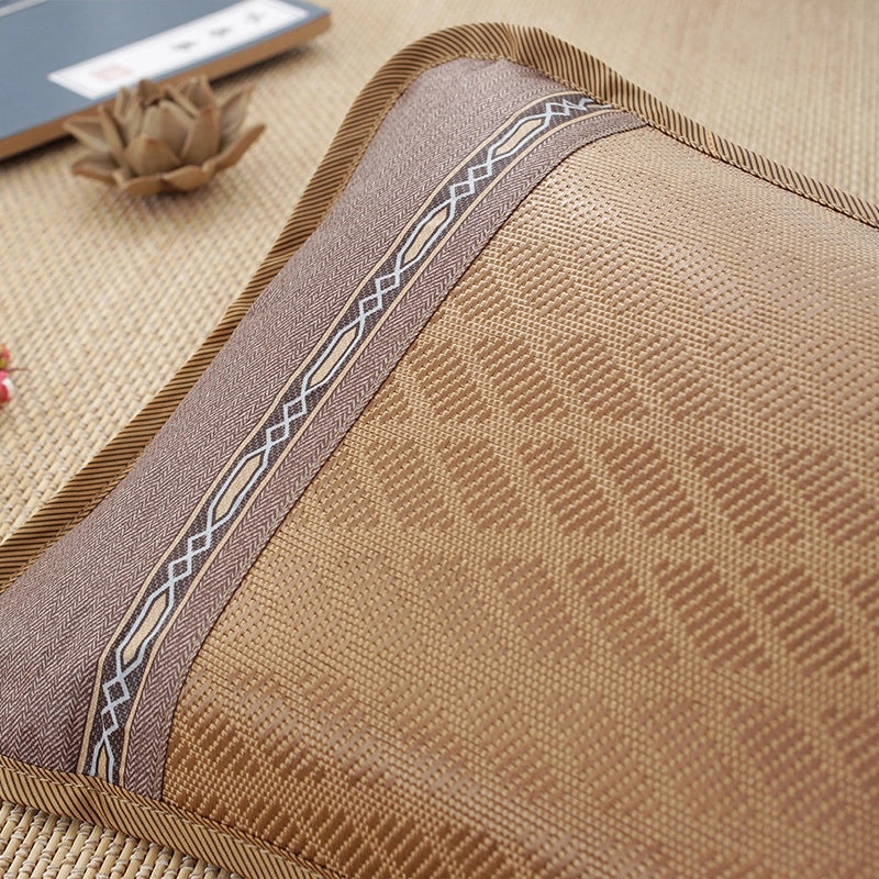 Summer Cooling Rattan Pillow with Natural Tea Fragrance Breathable Cowhide Cover Ice Silk Summer Mat | Home Decor & Bedding