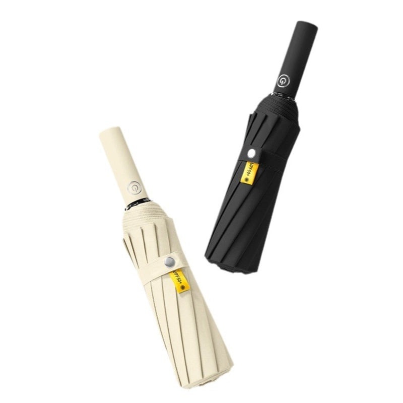 24-bone Large Automatic Three-Fold Umbrella with Black Coating UV Sun Protection Custom Folding Advertising Umbrella|Outdoor Accessories