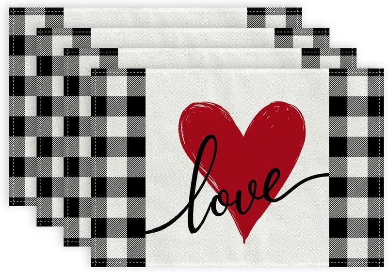 Romantic Heart-Shaped Rose Linen Cotton Blend Pillow Cover|Home Decor Accessories