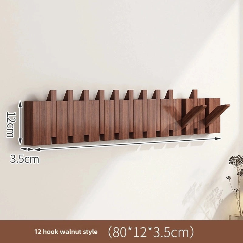 Solid Wood Piano Key Hook Punch-Free Wall Mounted Japanese Style Clothes Hanger for Entrance Door|Home Organization & Storage