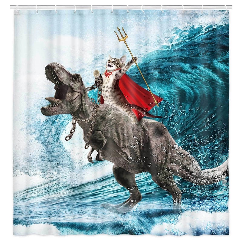 Funny Cat Shower Curtain Digital Print Polyester Bathroom Partition Curtain|Home & Living > Bath > Shower Curtains