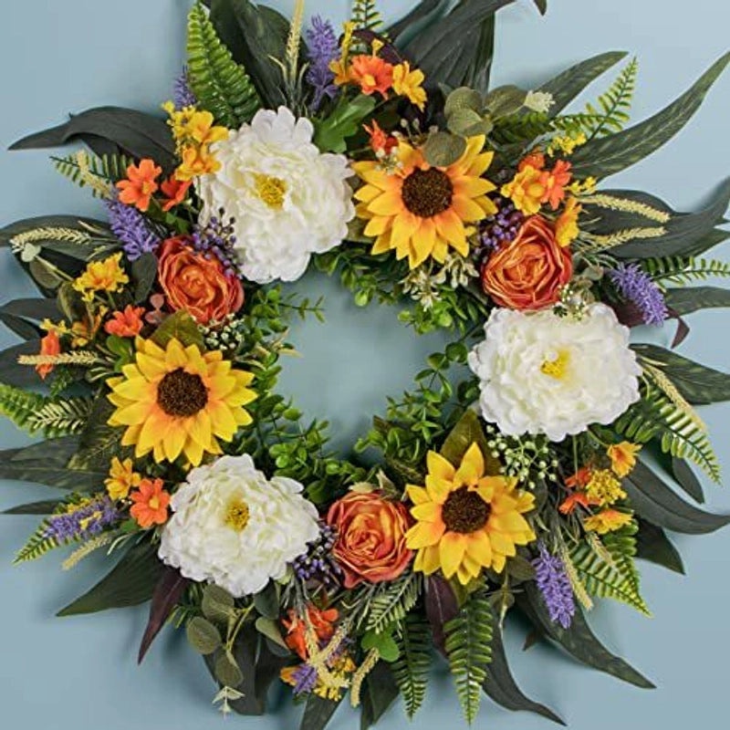 Summer Eucalyptus and Sunflower Wreath Front Door Garland Hanging Decor|Home Decor & Seasonal Wreaths