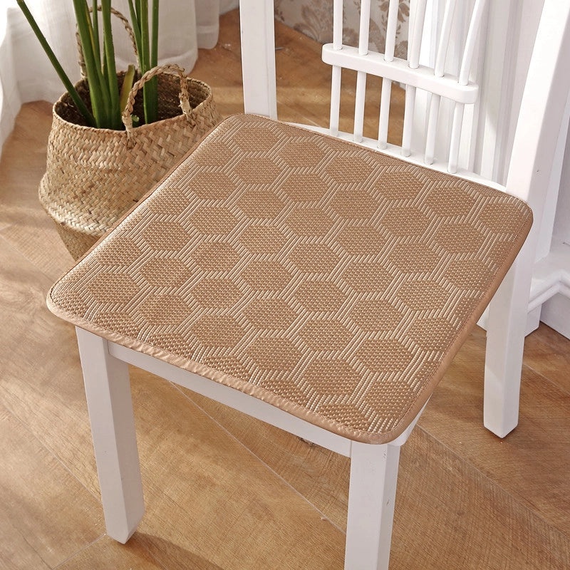 Breathable Summer Rattan Sponge Cushion Non-slip Office Dining Chair Mat with Chinese Style Rope Handle|Home Decor & Cushions
