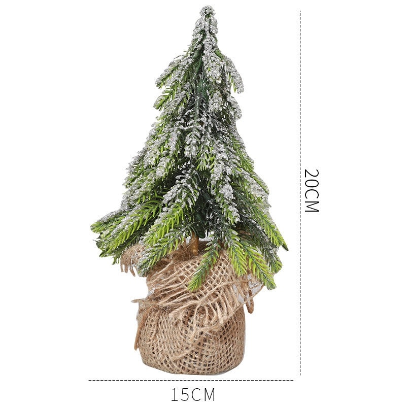 Mini Flocked Christmas Tree Desktop Decor Small Holiday Scene Prop|Home Decor & Seasonal Decorations