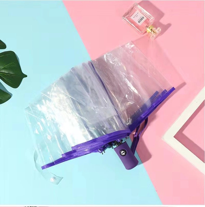 Transparent Automatic Umbrella for Women and Kids Large Clear Rain Protection Printed Logo Customizable|Umbrellas & Rain Gear