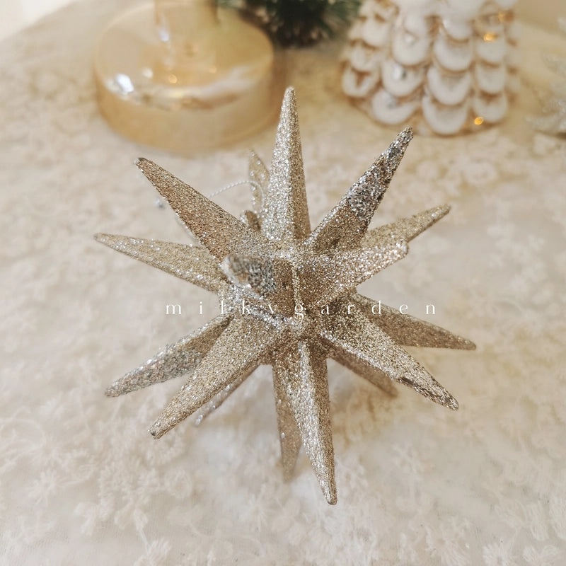 Milky Garden Glitter Christmas Tree Pendant Snowflake Star Angel Garland Hanging Ornament|Christmas Decorations