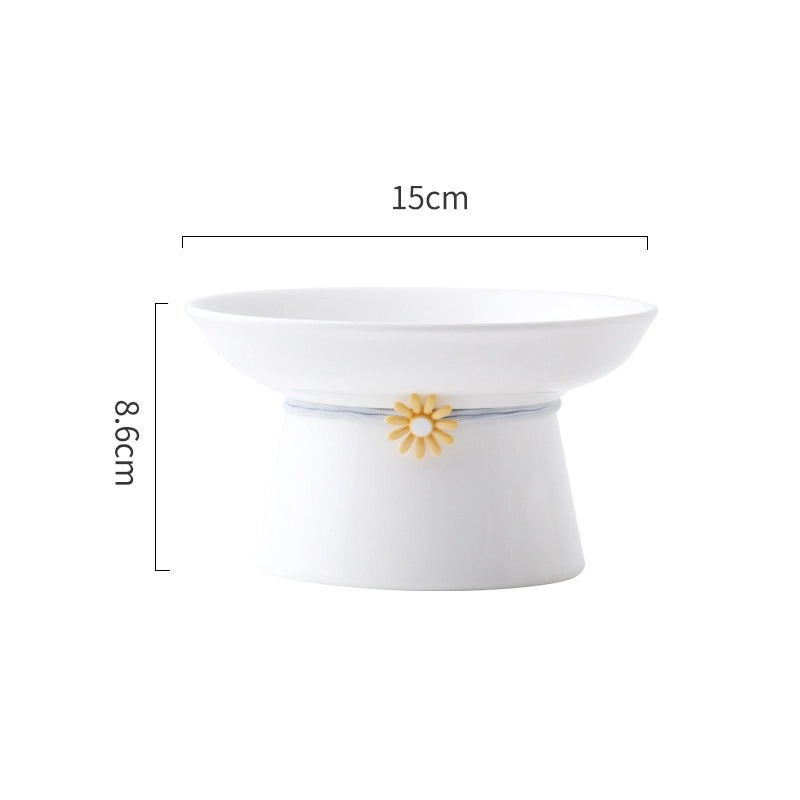 Ceramic Cat and Dog Food Bowl Anti-Tip Elevated Design Inclined Mouth Cute Cat Shape Drinking Basin|Pet Supplies Bowls