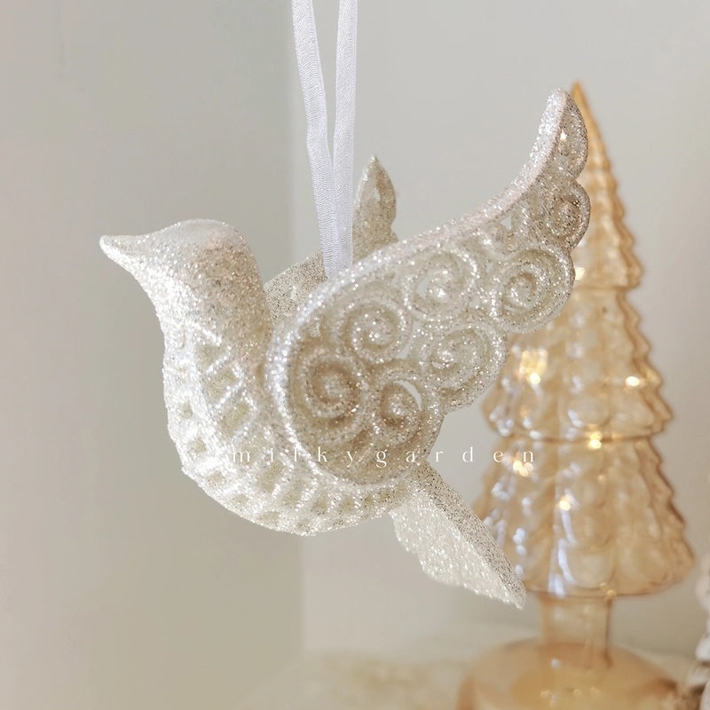 Milky Garden Glitter Christmas Tree Pendant Snowflake Star Angel Garland Hanging Ornament|Christmas Decorations