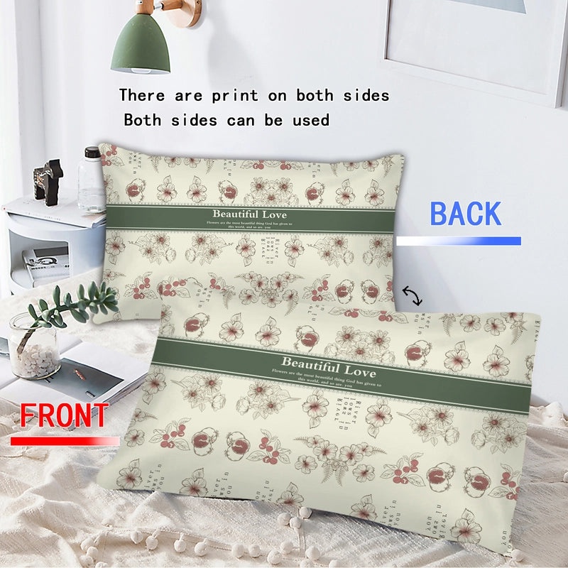 Charming Letter and Daisy Print Polyester Pillowcases for Bedding|Home Decor & Bedding