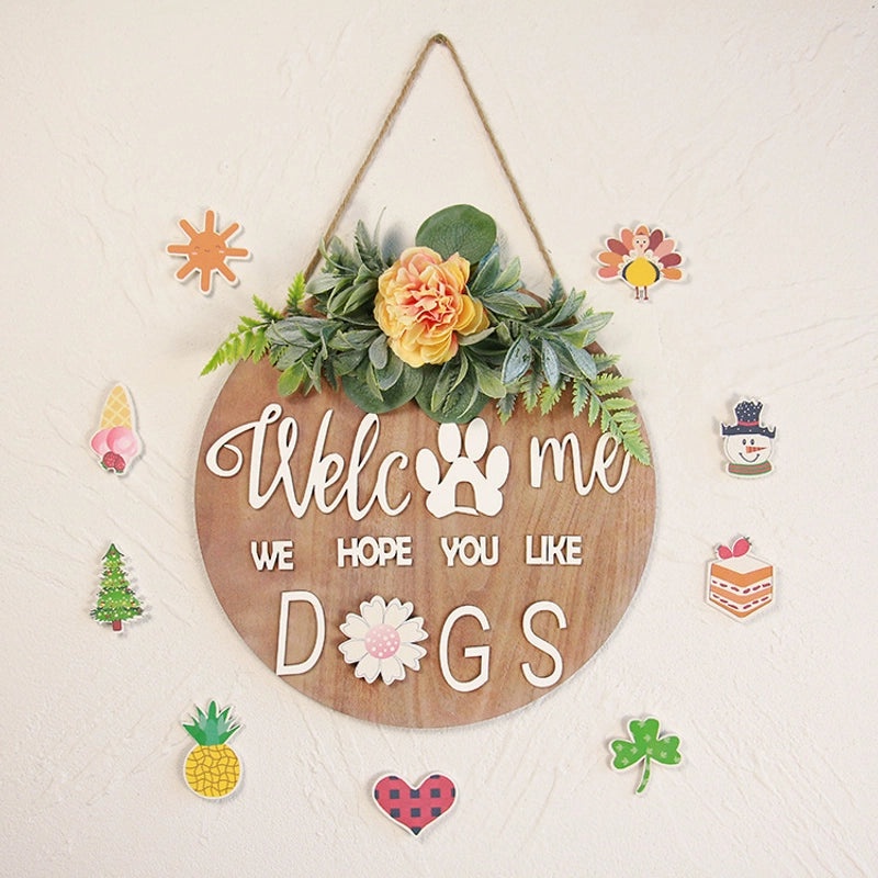 Wooden Welcome Sign Hanging Door Ornament for Easter and Christmas Home Decor | Home Decor