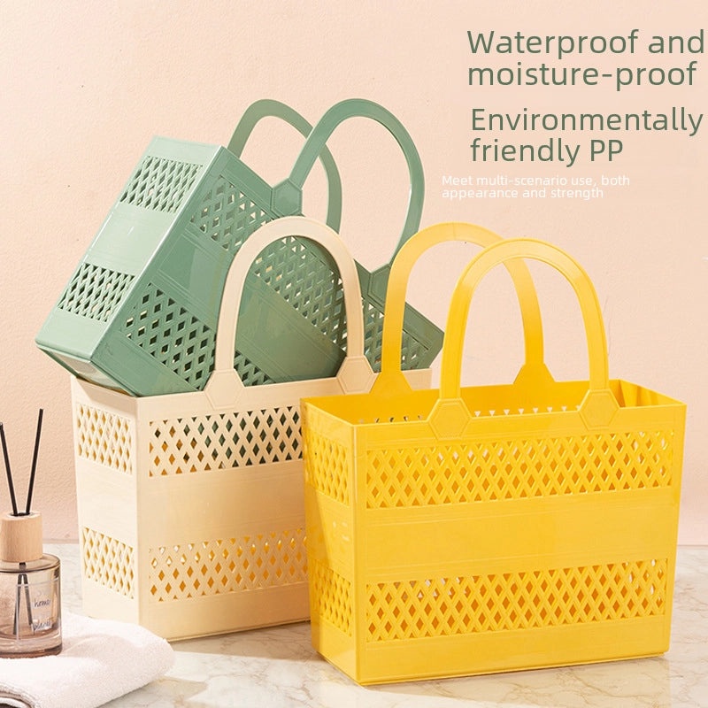 Large Plastic Hand-held Bathroom Storage Basket Hollow Laundry Basket|Home Storage & Organization