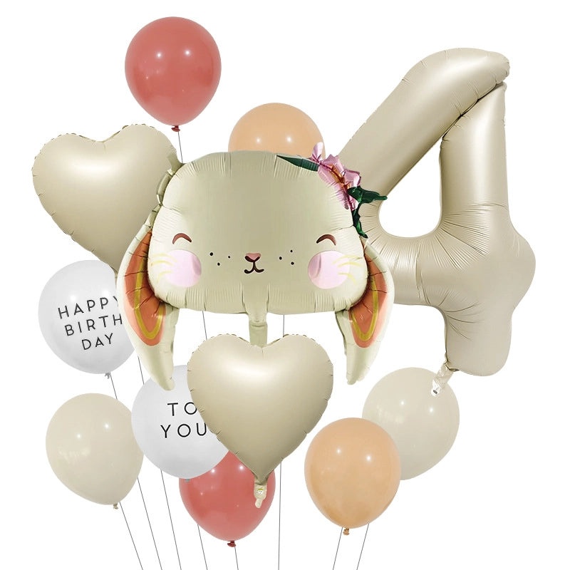 2 Pieces Birthday Rabbit Number Balloons Aluminum Foil Cute Party Decorations|Party Supplies Balloons