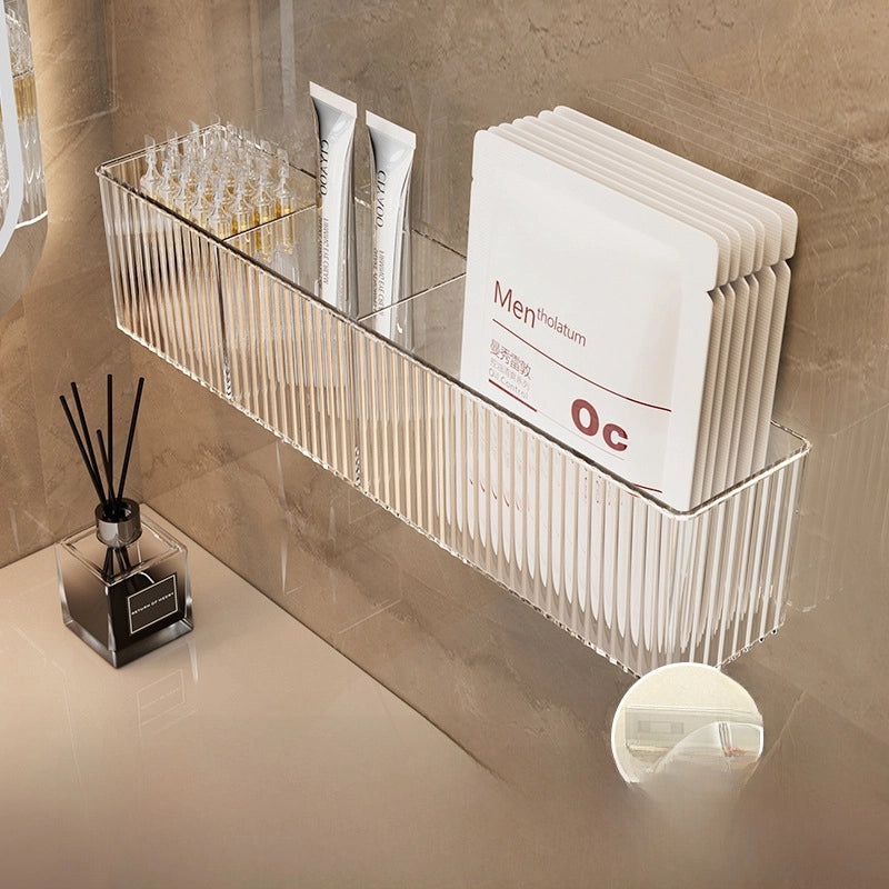 Acrylic Bathroom Storage Rack Wall-mounted Punch-free Organizer for Makeup and Skincare | Bathroom Storage