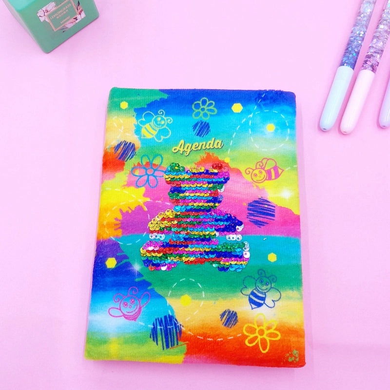 Ice Cream Star Red Heart Plush Notebook with Sequins | Stationery & Notebooks