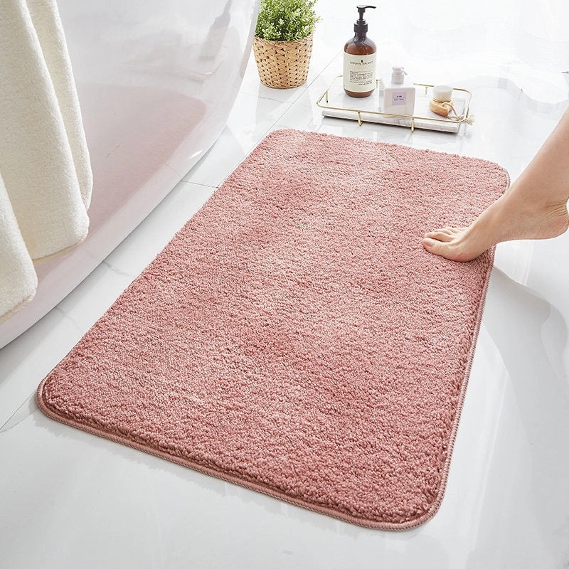 Solid Color Non-Slip Bathroom Door Mat Thickened Absorbent Fiber Floor Mat|Home & Living Bath Accessories