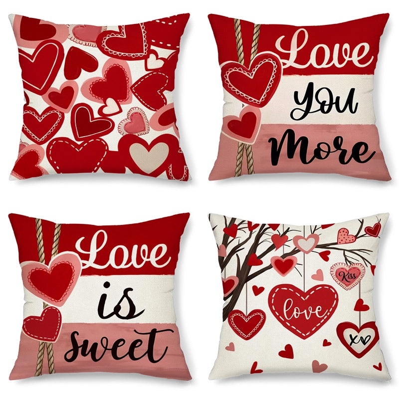 Elegant Nordic Heart Linen Pillowcases for Valentine’s Day | Home Decor & Sofa Accessories