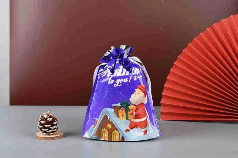 Santa Claus Drawstring Gift Bag for Christmas and Halloween Candy Packaging|Holiday Party Supplies
