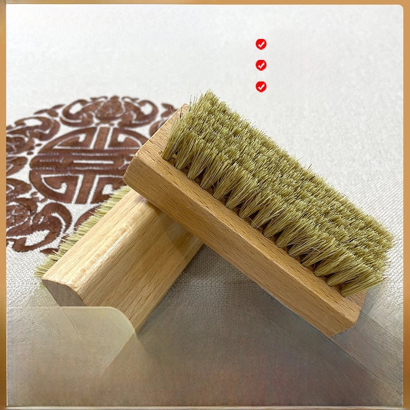 Wooden Handle Shoe Brush with Beech Wood and Horsehair for Leather and Suede Polishing | Shoe Care & Cleaning Tools