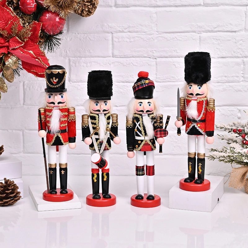 European Style Wooden Nutcracker Figurine | Home Decor Ornaments | Handmade Desktop Craft | Gift for Festival | Wooden Puppet Sculpture | Home De
