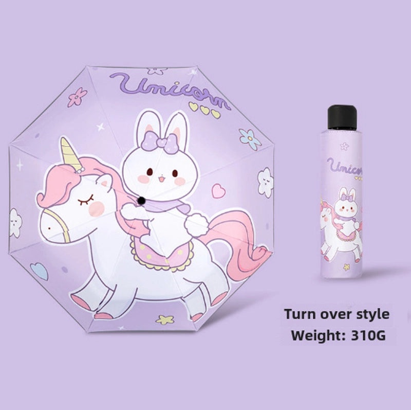 Kids Safety Anti-Rebound Folding Umbrella Cartoon Design Full Automatic Portable Dual-Use for Boys and Girls|Children's Umbrellas