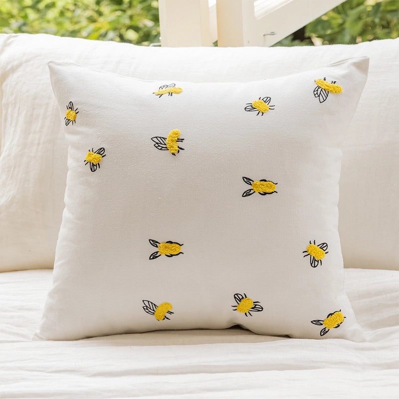 Embroidered Soft Plush Sofa Pillowcase Modern Minimalist Bedside Cushion Lumbar Support|Home Decor Pillows