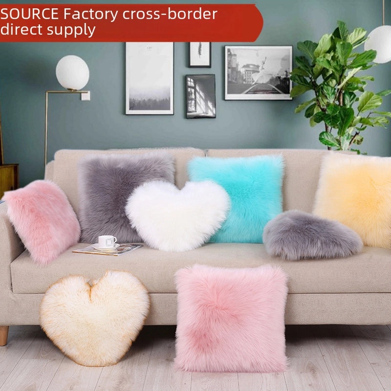 Nordic Plush Pillow Soft Solid Color Faux Wool Cushion Cover for Sofa Bedside Decorative Cushion|Home Decor Cushions