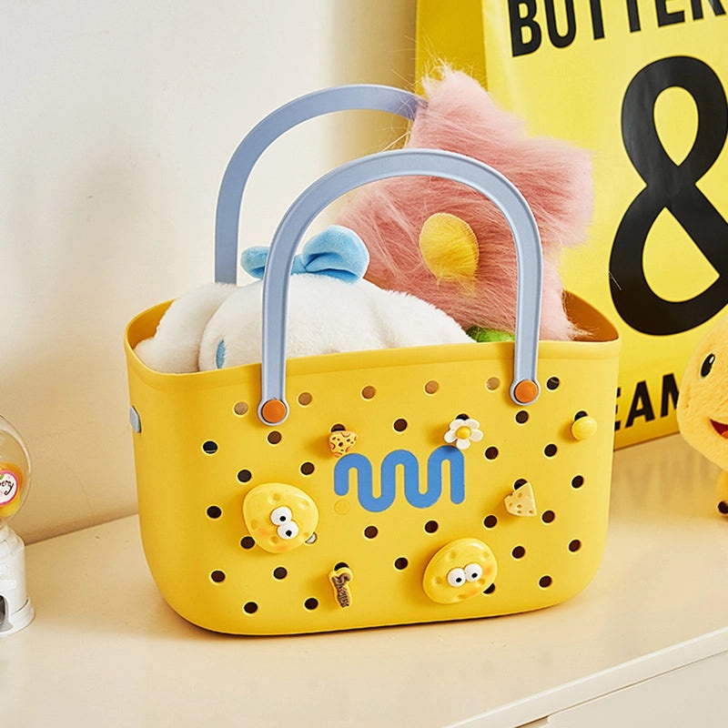 Dopamine Contrast Color Portable Bath Basket for Bathroom Storage and Vegetable Basket | Home Storage & Organization