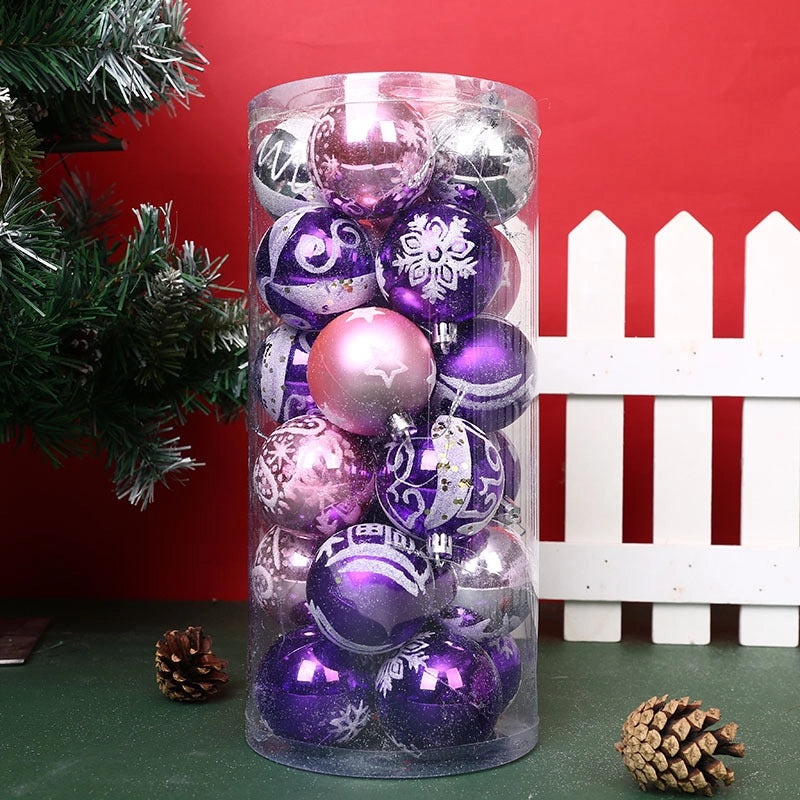 Creative 24-Piece 6cm Painted Transparent Christmas Ball Ornaments for Window Decoration|Christmas Decorations