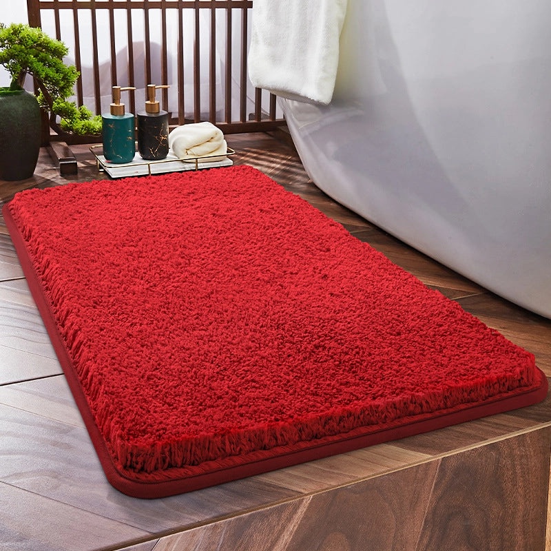 Solid Color Non-Slip Bathroom Door Mat Thickened Absorbent Fiber Floor Mat|Home & Living Bath Accessories