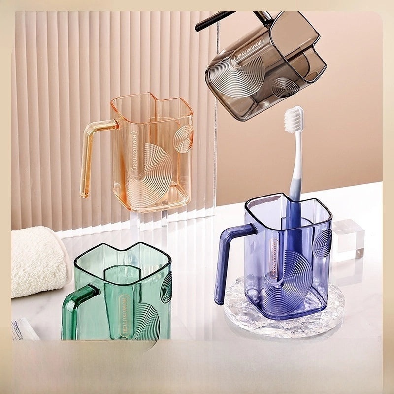Light Luxury Transparent Mouthwash Cup with Independent Toothbrush Slot for Home, Couples, and Students|Bathroom Accessories