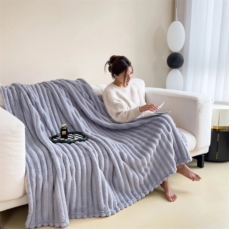 Cozy Solid Color Flannel Throw Blanket for Bedding and Home Use|Blankets & Throws