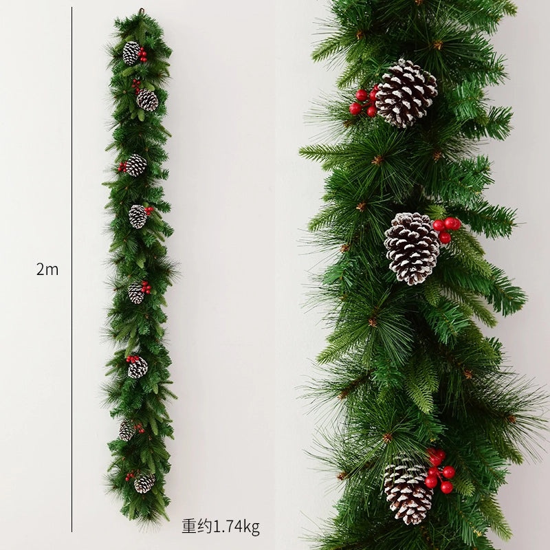 Christmas Rattan Decoration with Pine Cones and Red Berries | Holiday Home Decor