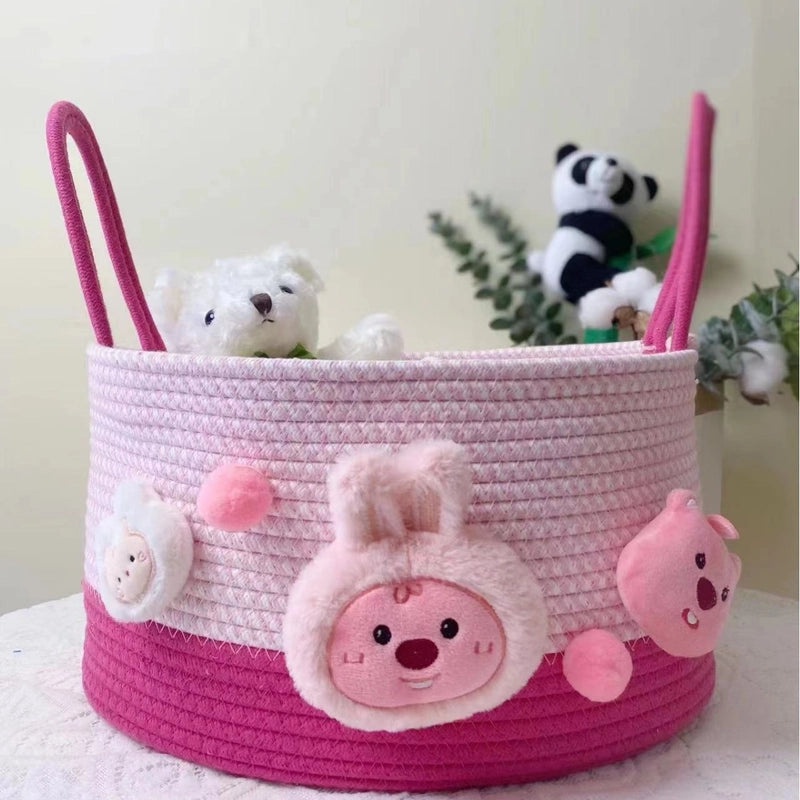 Adorable Cartoon Print Cotton Rope Storage Basket Organizer|Home Storage & Organization