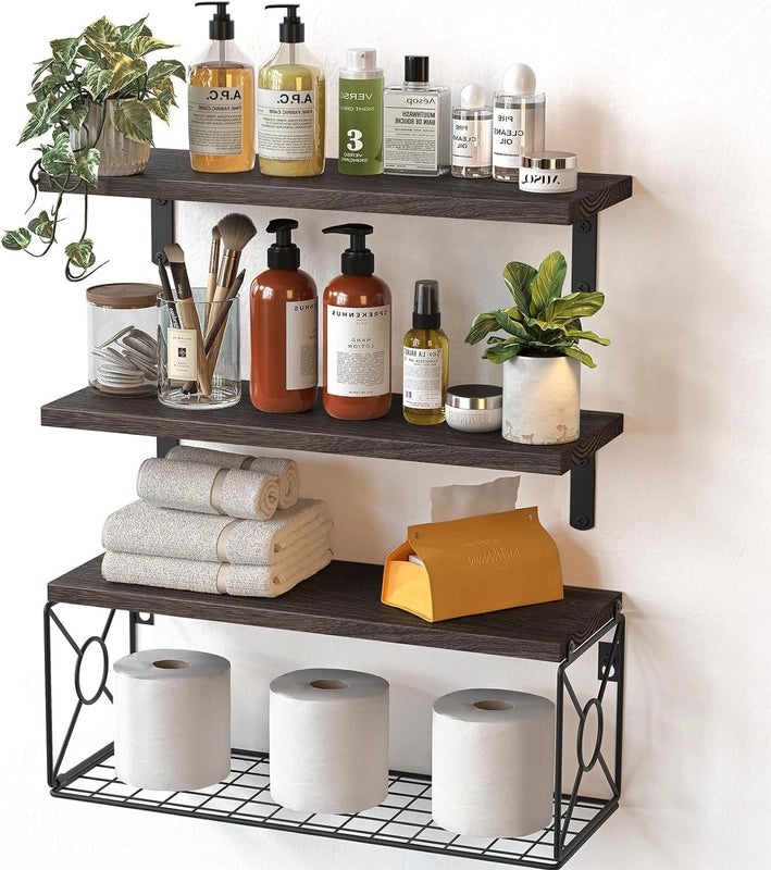 Solid Color Wood and Iron Storage Rack for Kitchen and Bathroom | Kitchen Storage