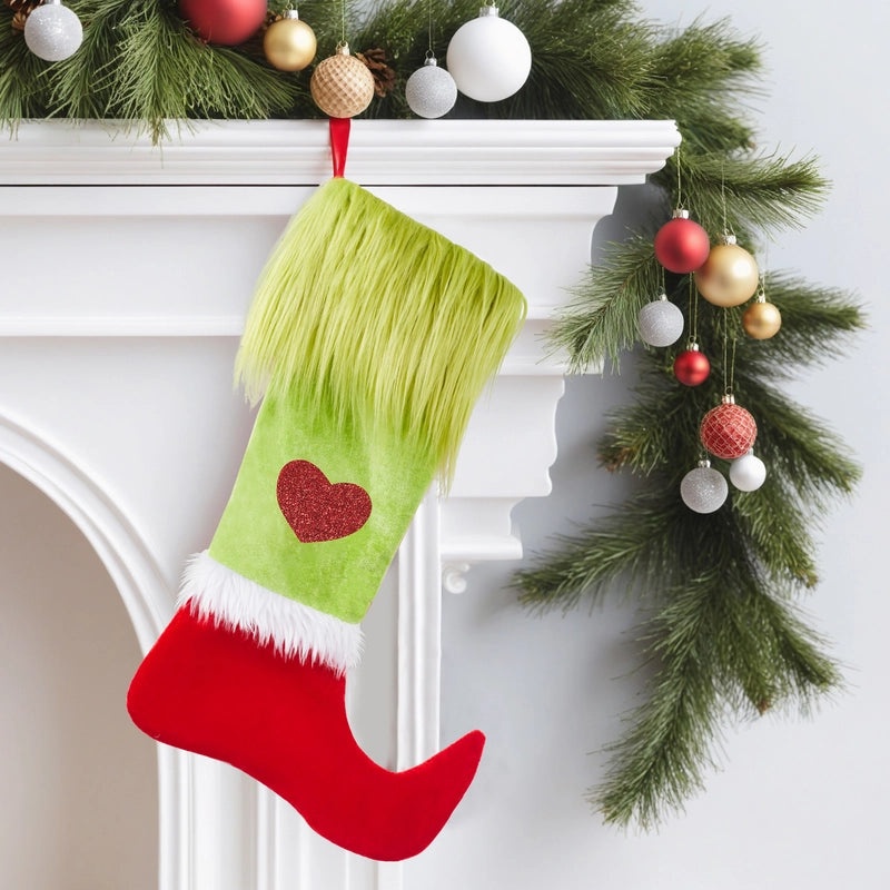 Christmas Heart-Shaped Holiday Socks Decoration Polyester Indoor Hanging Ornament|Christmas Decorations