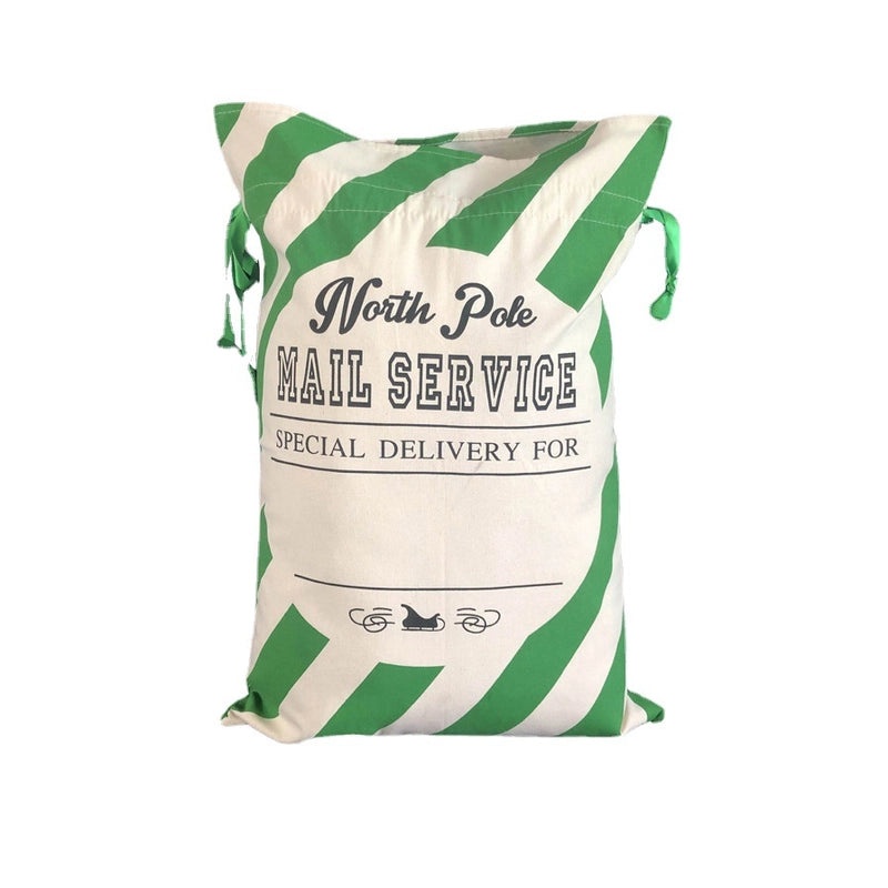 Christmas Cute Letter Stripe Canvas Party Gift Bag|Festive Gift Bags