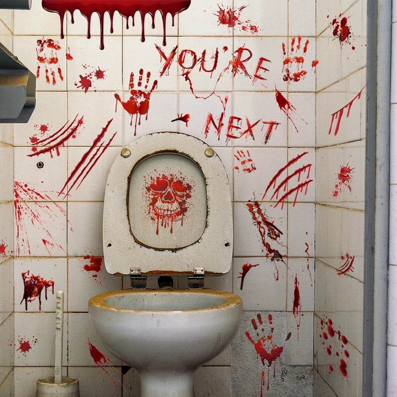 Halloween Skull Blood Stain PVC Wall Sticker for Casual Home Decor|Halloween Decorations