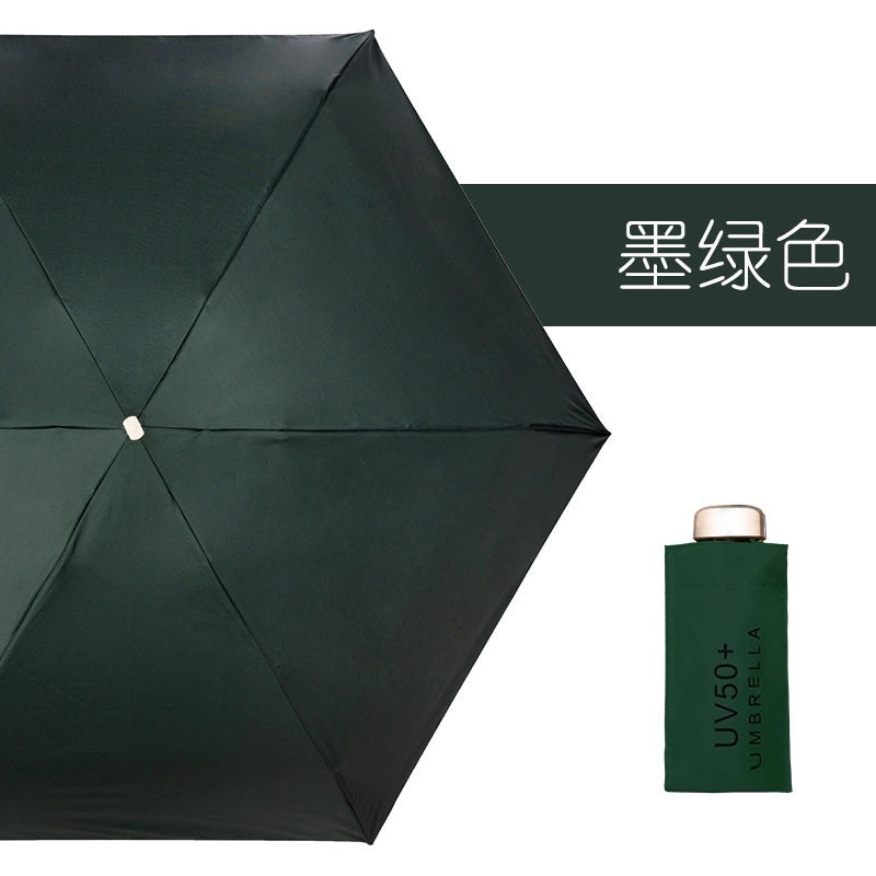 Ultra Lightweight Portable Mini Sun Umbrella with UV Protection, 6 Bones, Black Rubber Handle | Sun Protection Umbrellas