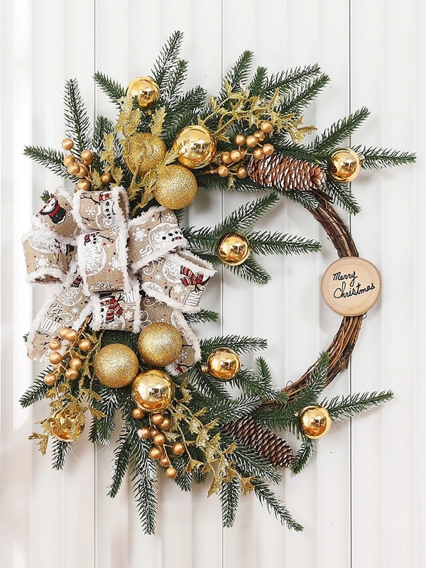 2022 New Christmas Golden Rattan Garland Door and Wall Hanging Decoration Fast Delivery|Home Decor & Holiday Decorations