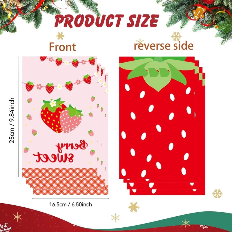Cute Strawberry Pattern OPP Gift Wrapping Bags 10 Pieces | Party Supplies