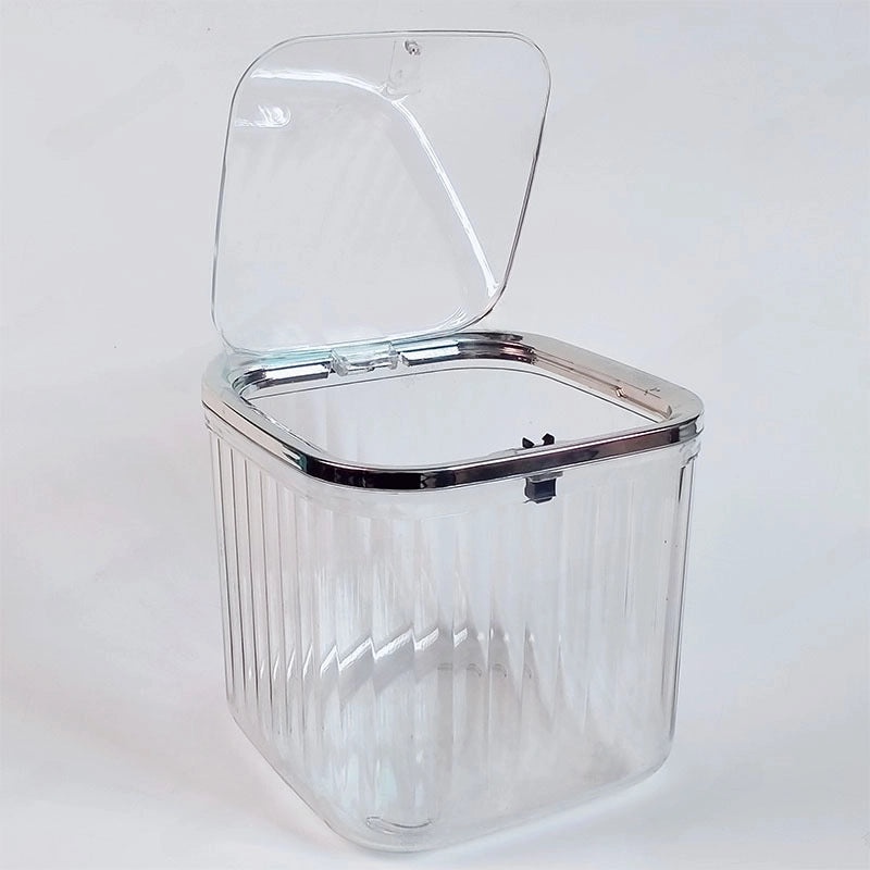 Push-Open Mini Desktop Trash Can Transparent Small Table Paper Bin for Bedroom Office Home Use|Home & Living>Storage & Organization>Trash Bins
