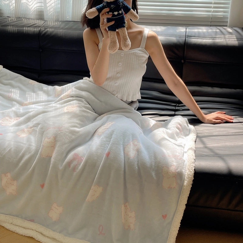 Halloween Cute Animal Pumpkin Fleece Blanket Cozy Bedding Throw for Fall|Home & Living Bedding