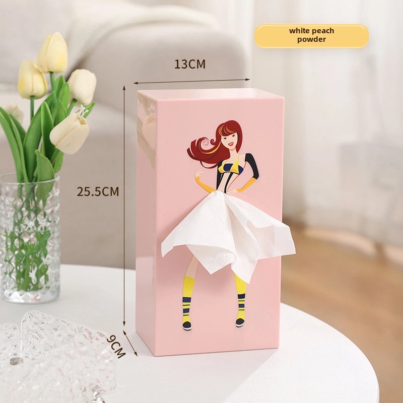 Cartoon Girl Tissue Box with Flying Tutu Skirt Design | Cute Desktop Decoration | Home & Living Accessories