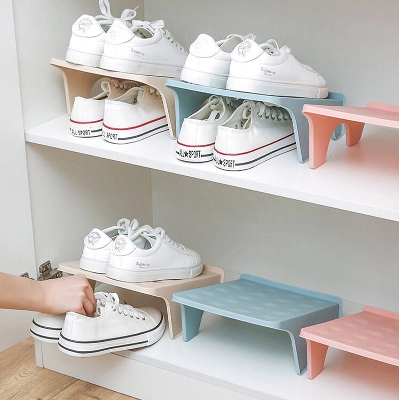 Double-layer Plastic Shoe Rack | Home Storage Organizer | Space-saving, Economical Shoe Holder | Simple Design | Shoe Storage Rack|Storage & Orga